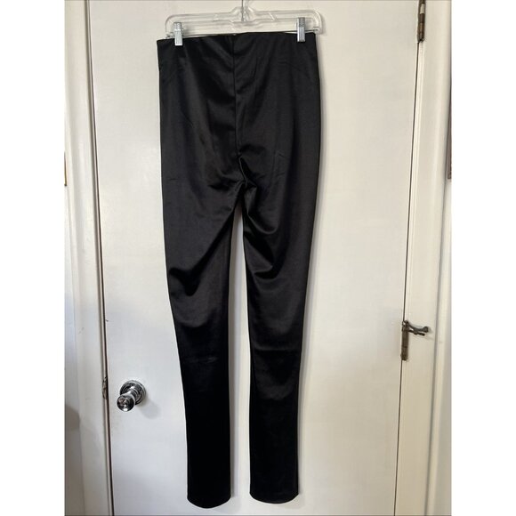Zara Satin High Rise Split Hem Leggings Womens Medium Black - Picture 4 of 8